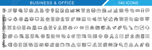 140 Business & Office Outline Vector Icon set