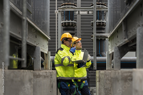 Industrial services. Repair and maintenance of water pipes network system. Team of engineer or technicians maintenance and repair pipes and fittings for industry system