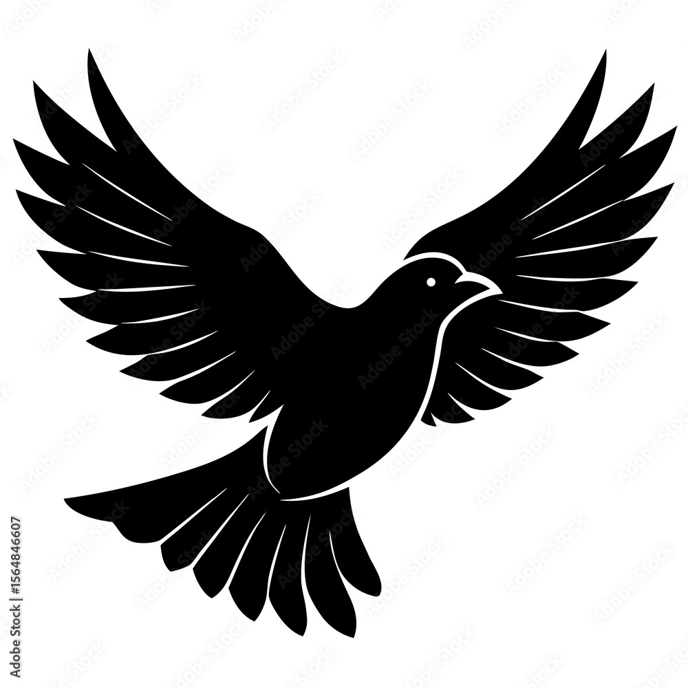 Obraz premium dove of peace silhouette on the white background