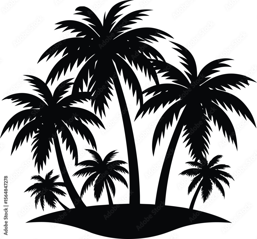 Obraz premium Silhouette of palm trees at Sunset silhouette 