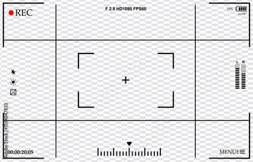 Best Video Camera View-finder Frame Design 2025, Transparent PNG and Vector Illustration Art, Camera Recording Screen Template For Overlay Design, Best 2025 Vector illustration Design 


