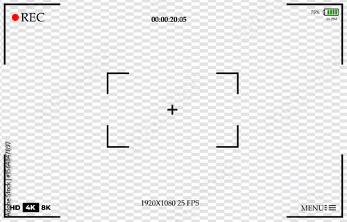 

 Camera Recording Screen Template For Overlay Design,Best Video Camera View-finder Frame Design 2025, Transparent PNG and Vector Illustration Art, Best 2025 Vector illustration Design 