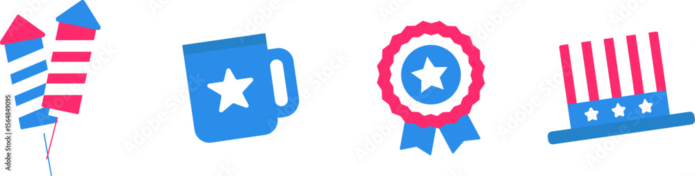American Celebration Holiday Vector Icons Set. American Celebration Holiday Vector Icons Set.