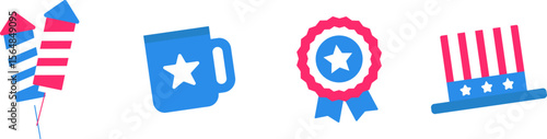 American Celebration Holiday Vector Icons Set.