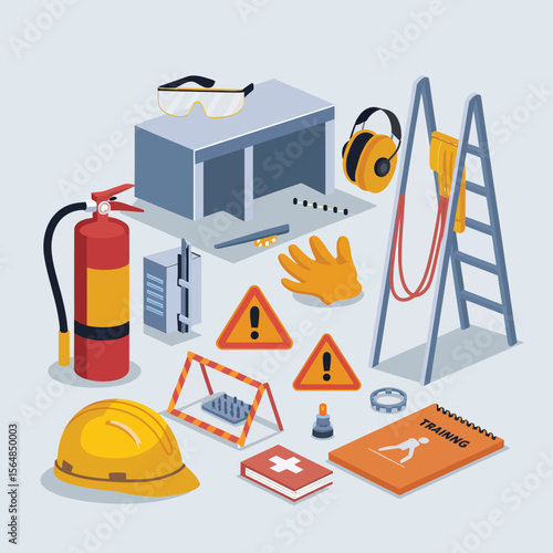 2d vector illustration safety icons , Civil protection and safety when working and taking safety 

