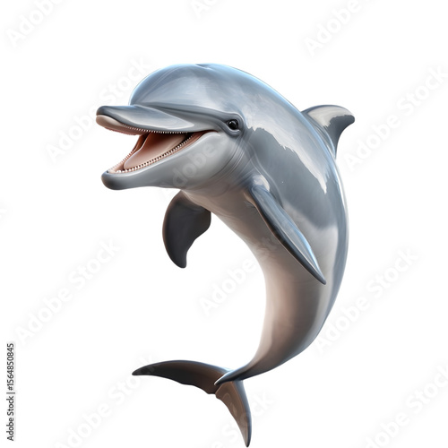 Happy dolphin leaping out of water isolated on transparent background