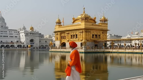 Golden Temple with Amritsar, and Sikh man.