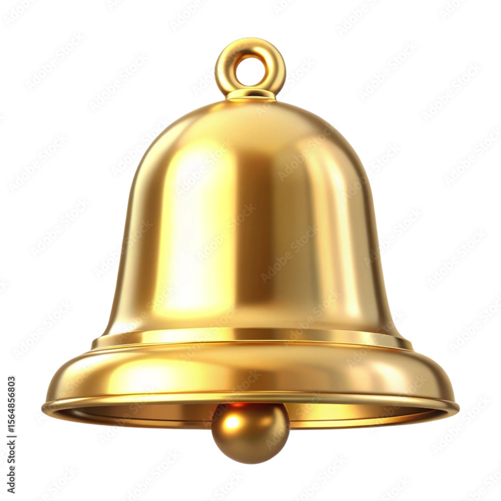 Shiny golden bell with clapper isolated on transparent background Shiny golden bell with clapper isolated on transparent background