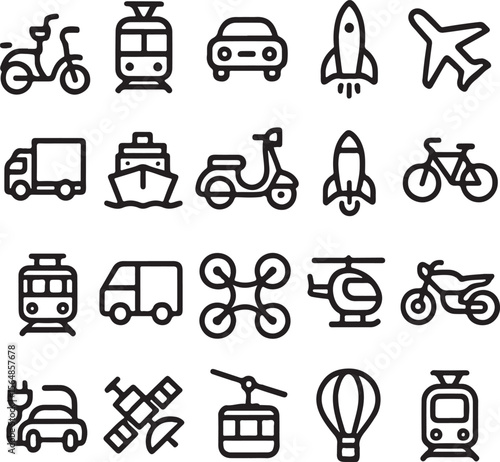 Collection of Various Transportation Mode Icons