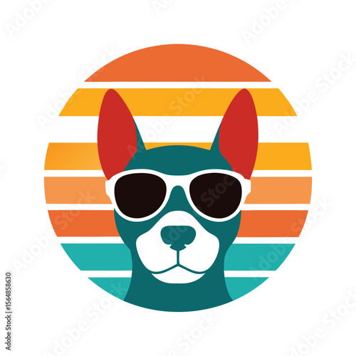 Dog in Aviator Sunglasses on Sunset Scene