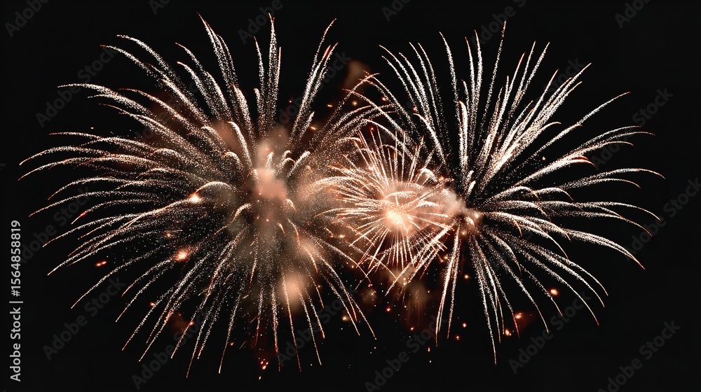 Obraz premium Two brilliant fireworks explode against a stark night sky illuminating joyous celebrations of freedom and hope with a