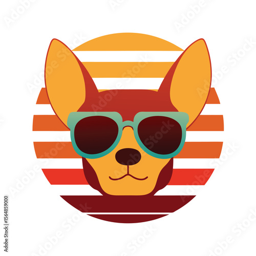 Dog with Floppy Ears Wearing Sunglasses on Sunset