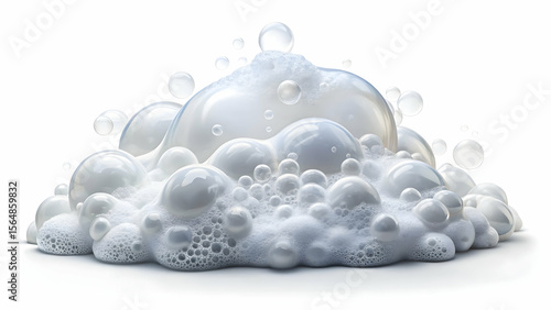 White foam texture from soap or shampoo isolated on background