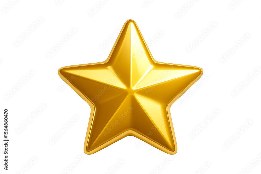 Obraz premium Golden 3D Star Icon Symbol Isolated on a Transparent Background