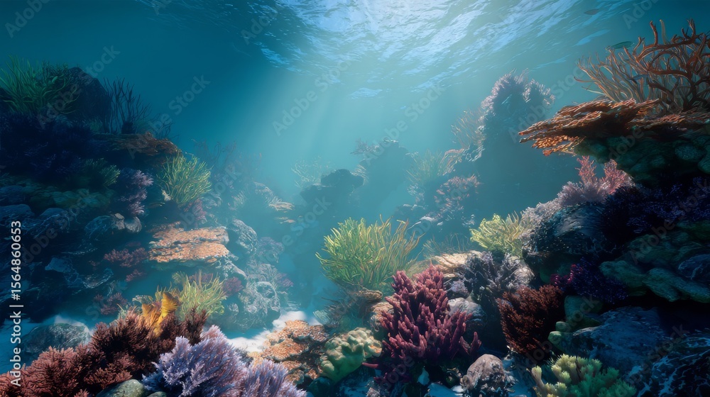 Naklejka premium Underwater world, coral reef