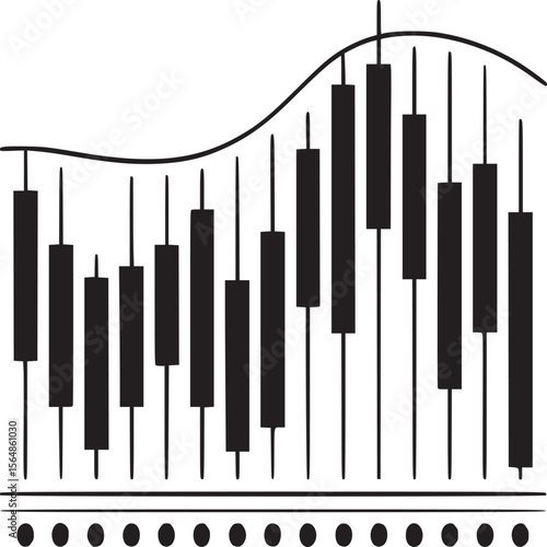 Abstract piano keys illustration black and white musical instrument design for music lovers and musicians art on transparent background