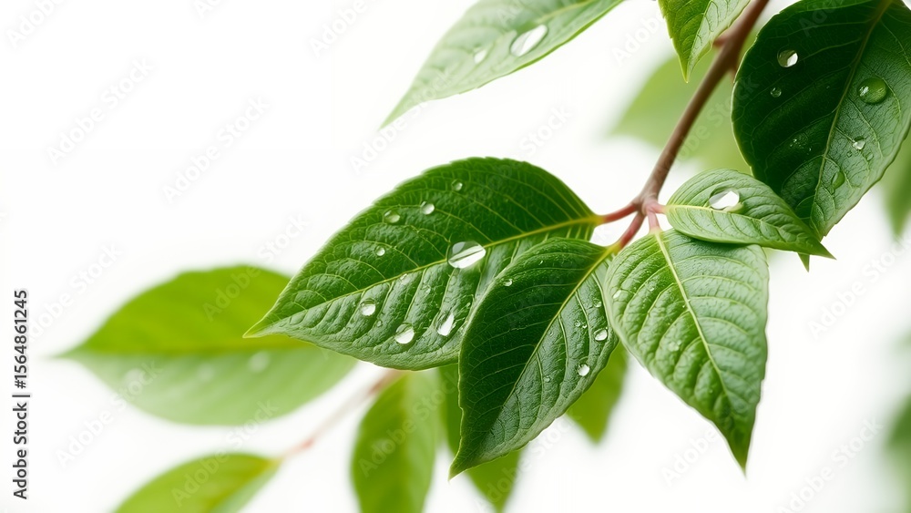 Fototapeta premium green leaves on white background