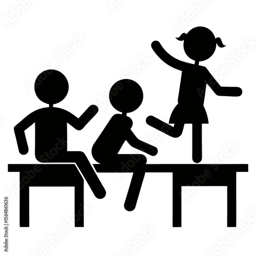 Misbehaving on school desk black vector icon on white background.