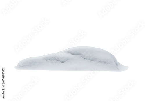 A small, lumpy pile of pristine white snow is isolated on transparent background, showcasing a realistic winter texture