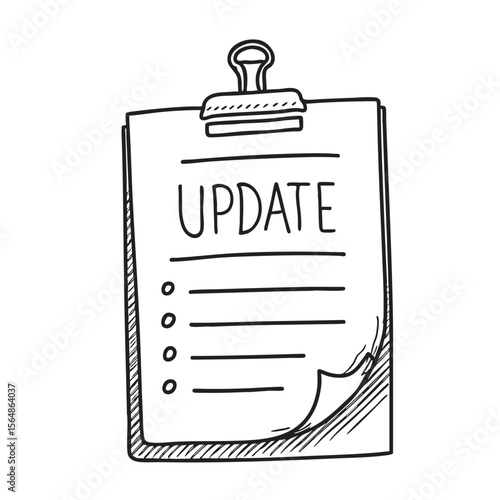 A clipboard holding a sheet labeled update
