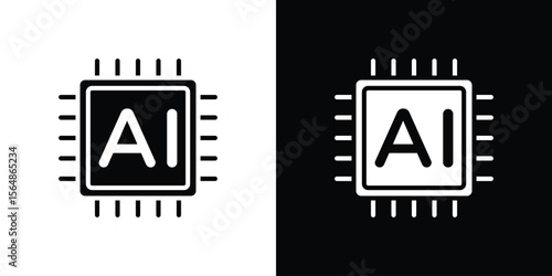 AI icon illustration doodle. Flat illustration vector set