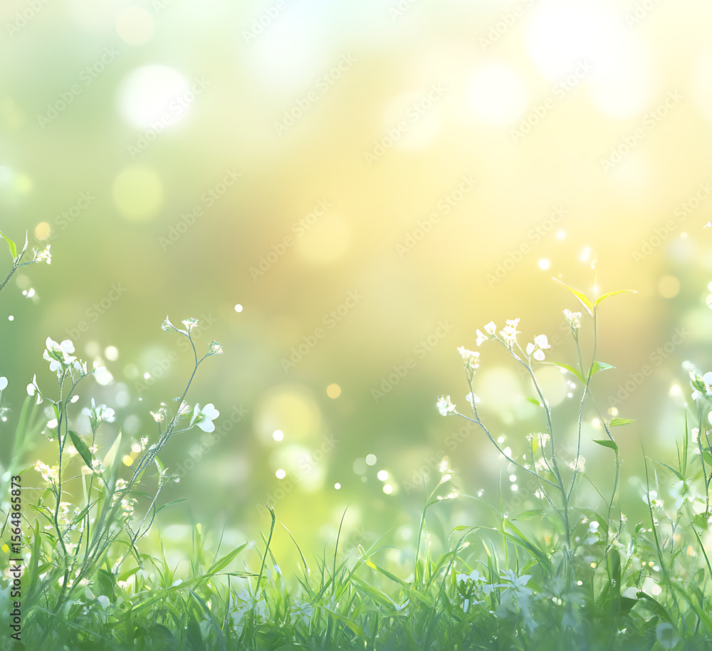 Beautiful blurred spring background with green grass and a bokeh light effect, with ample copy space. Beautiful blurred spring background with green grass and a bokeh light effect, with ample copy space.