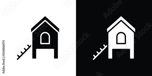 Chicken coop icon illustration doodle. Flat illustration vector set