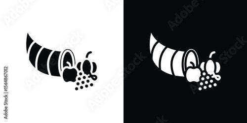 Cornucopia icon illustration doodle. Flat illustration vector set