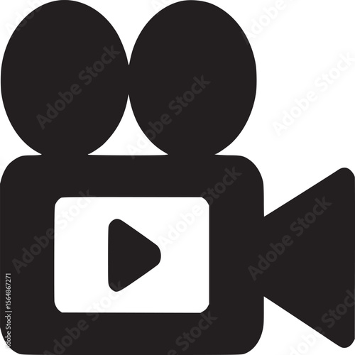 Video camera icon vector illustration for film production and cinema movie recording and broadcasting on transparent background