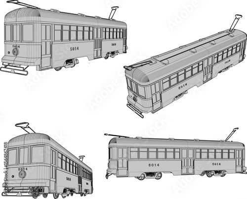 sketch vector illustration design of land transportation vehicle tram electric train classic vintage