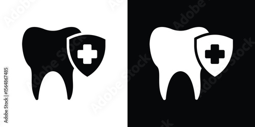 Dental insurance icon illustration doodle. Flat illustration vector set