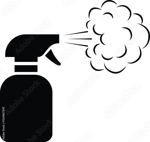 Spray bottle icon, Spray Bottle Icon with Cloud Mist Spray Action, Vector Illustration