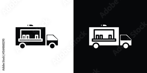 Food truck icon illustration doodle. Flat illustration vector set