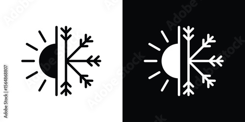 Hot and cold icon illustration doodle. Flat illustration vector set
