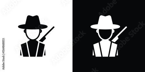 Hunter icon illustration doodle. Flat illustration vector set