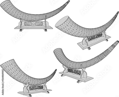 Vector sketch illustration of elephant ivory room decoration design with marble