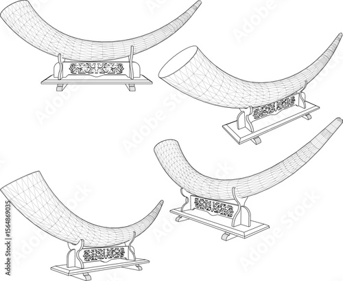 Vector sketch illustration of elephant ivory room decoration design with marble 