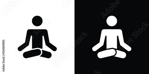 Meditating icon illustration doodle. Flat illustration vector set