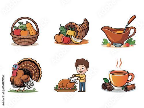 Autumn harvest bounty and festive feast basket apples