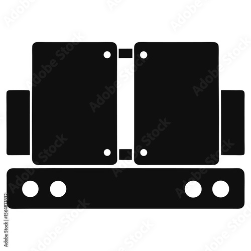 Laptop hinge black and white vector icon on white background.