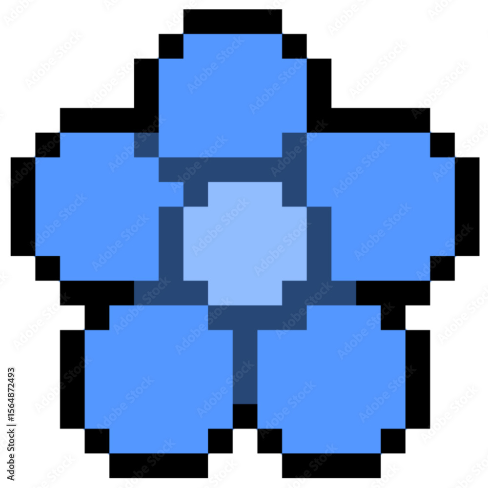 Obraz premium Blue pixel flower 
