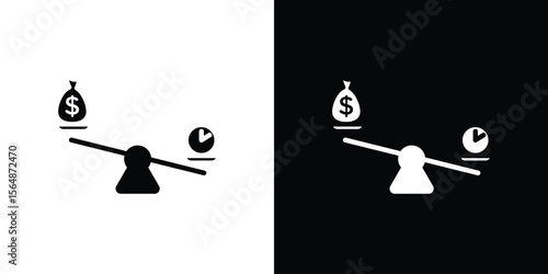 Time and money compare scale icon illustration doodle. Flat illustration vector set