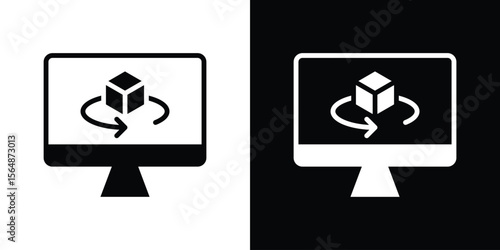 Virtual machine icon illustration doodle. Flat illustration vector set