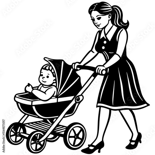 mother with baby carriage