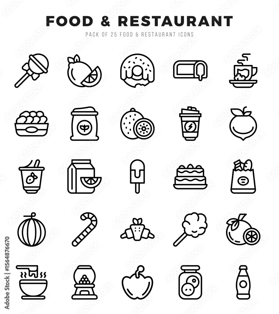 Fototapeta premium Food and Restaurant elements. Lineal web icon set. Simple vector illustration.