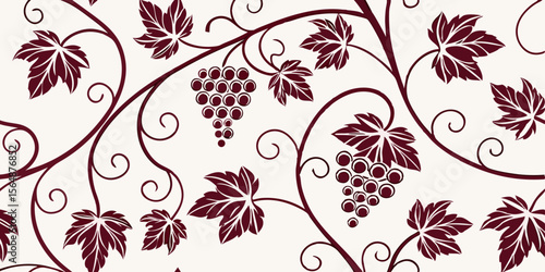 Vintage horizontal seamless vector pattern border
 with grapevine elements  