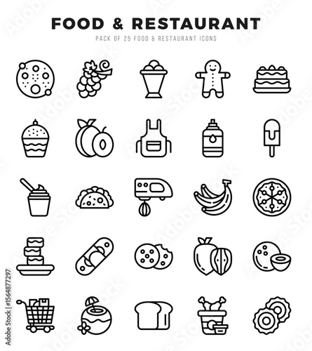 Set of Lineal Food and Restaurant Icons. Lineal art icon. Vector illustration