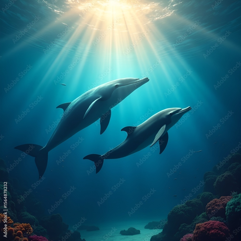 Fototapeta premium Stylish Educational Design for World Whale and Dolphin Day Promoting Marine Life Conservation