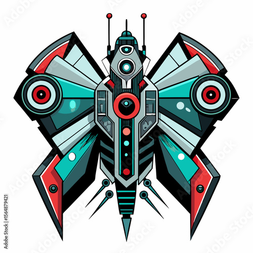 futuristic mechanical butterfly vector design White Background vectors