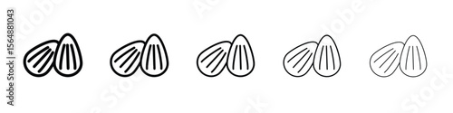 Almond icon web Vector collection in black strokes